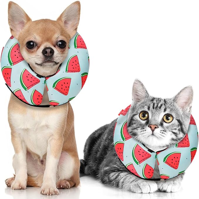 Dog Cone Collar for Small Medium Large Dogs for After Surgery, Pet Inflatable Neck Donut Collar Soft Protective Recovery Cone for Dogs and Cats - Alternative E Collar Does Not Block Vision - Cyan,XS