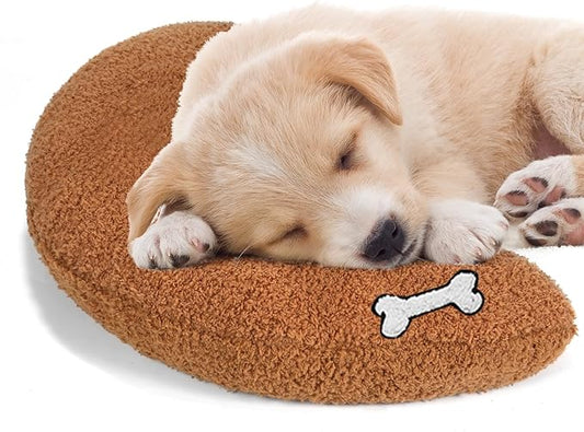 Dog Calming Sleeping Improve Pillow，Pet Neck Pillow for Little Dog Cats Sleep, Animal Puppy Kitten Comfort Blanket Cuddle Buddy Product, U Shaped Neck Pillow for old Joint Relief (Brown)