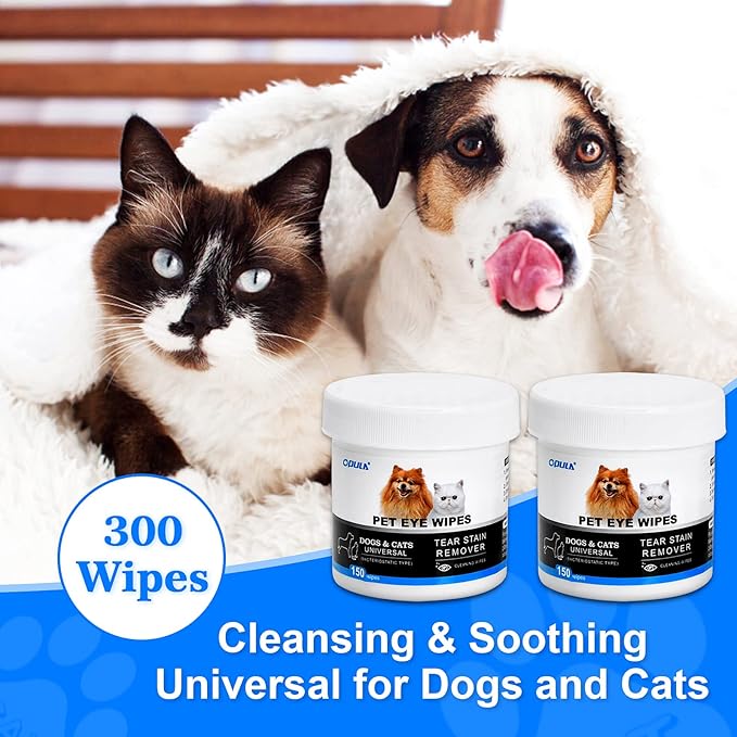 Dog Eye Wipes 300 Count,Cat Dog Eye Cleaner, Pet Tear Stain Remover Wipes, Dog Eye Cleaning Wipes,Eye Cleaner Pads, Unscented Gentle Pet Tear Wipe