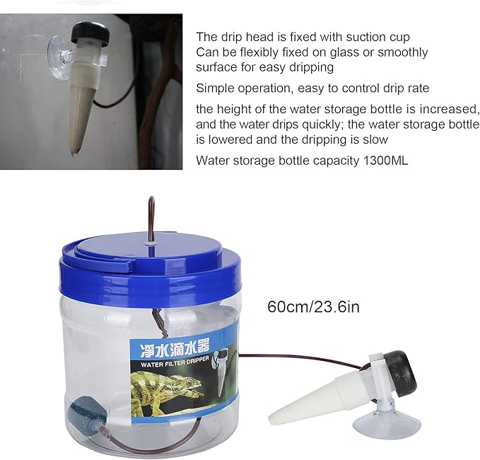 GLOGLOW Reptile Drinking Feeder, Reptile Water Dripper Kit Plants Irrigation Devices Reptile Humidifier Watering Tool for Pet Reptile