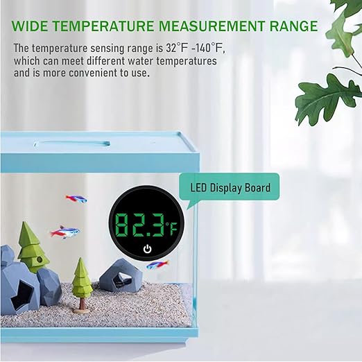 Fish Tank Digital Thermometer Accurate, LED Display, Mini Aquarium Thermometers Accurate Wireless Tank Thermometer Aquarium Temperature Measurement for Aquarium Fish Reptile Turtle Tank