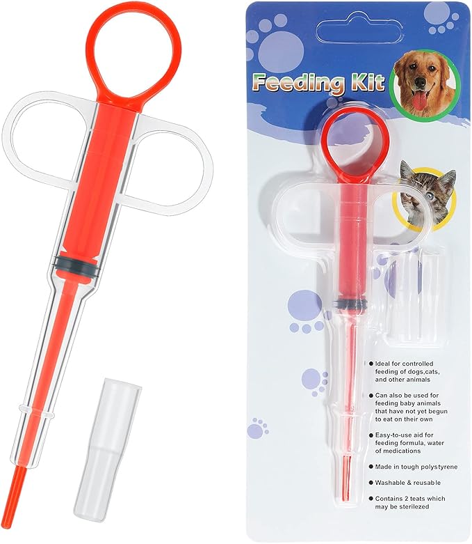 2 Pieces Pet Pill Plunger Popper for Small Cats Dogs Pill Gun Dispenser Shooter Pet Piller Soft Tip Tablet Syringe Pusher Animal Medicine Feeder for Feeding Accessories (Red)