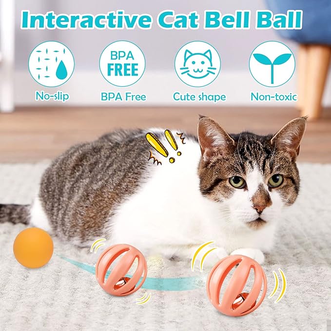 UPSKY Cat Toy Roller 4-Level Turntable Cat Toy Balls with Three Colorful Balls and Bell Ball X Turntable Interactive Kitten Fun Mental Physical Exercise Puzzle Toys.