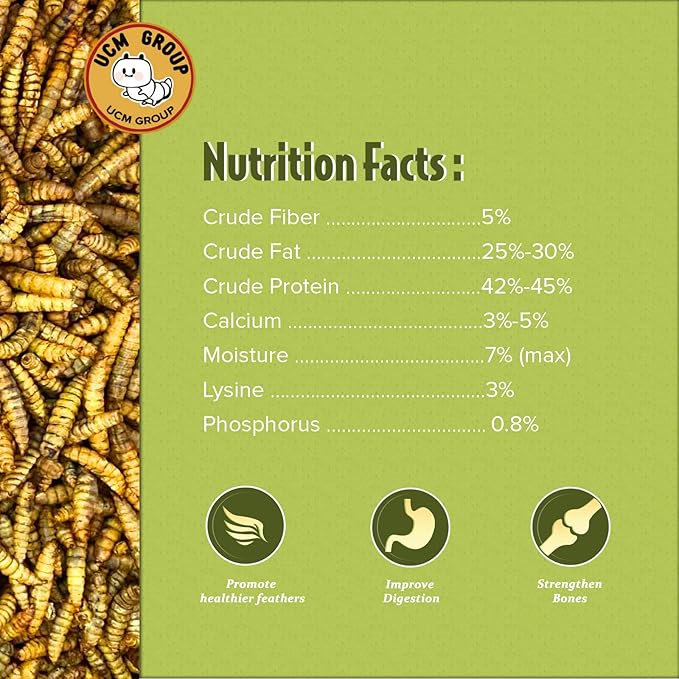 UCM Group 4.5LB Dried Black Soldier Fly Larvae for Chickens, Birds and Small Pets