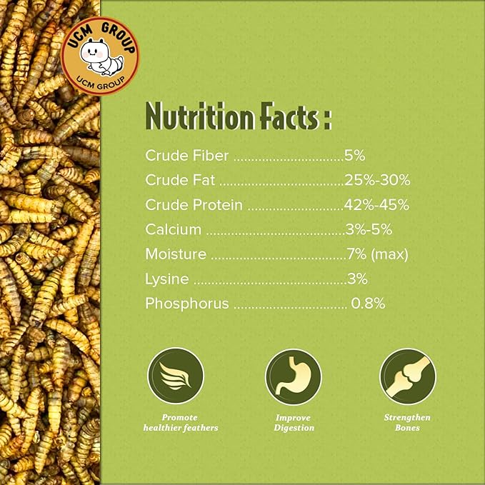 UCM Group 5LB Dried Black Soldier Fly Larvae for Chickens, Birds and Small Pet