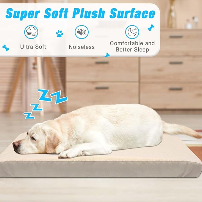 Dog Bed Covers Replacement Washable 2 Pack, 100% Waterproof Dog Bed Cover Soft Noiseless Dog Bed Sheets 50% Increase durability, Beige 30 x 20 inch for dog bed/pet bed