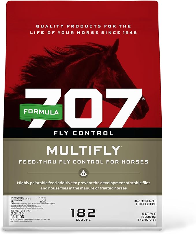 Formula 707 MultiFly Feed-Thru Fly Control Pellets for Horses - Palatable & Safe Fly Population Reduction (10 lb Bag - 182 Servings)