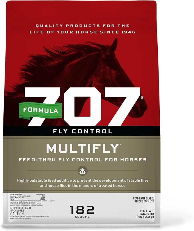 Formula 707 MultiFly Feed-Thru Fly Control Pellets for Horses - Palatable & Safe Fly Population Reduction (10 lb Bag - 182 Servings)