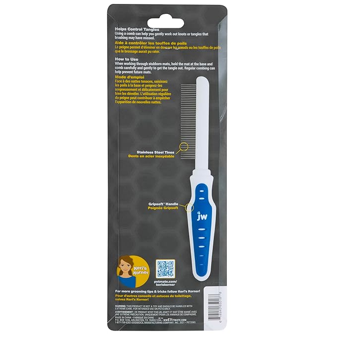 JW Pet GripSoft Cat Comb - Medium & Long Haired Cat Brush for Shedding & Tangle Removal (Pack of 3)