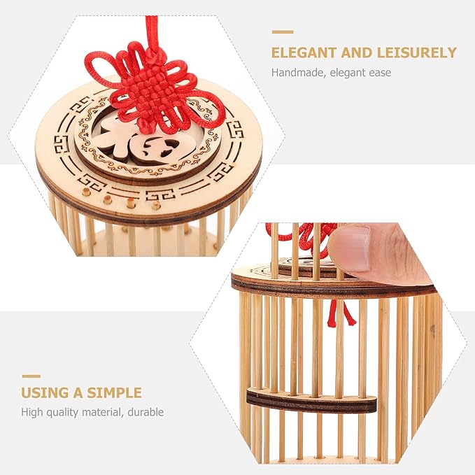 Wooden House Circular Grasshopper Cage Habitat Cricket Box Critter Breeding Cages Hanging Insert Cage for Grasshopper Crickets Small Pets