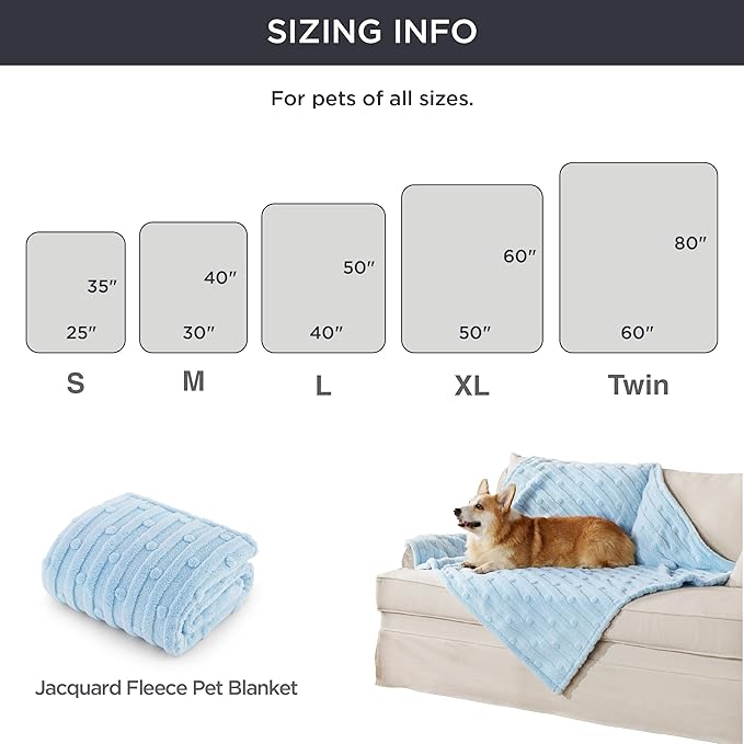 Bedsure Dog Blanket for Large Dogs Washable - Soft Fluffy Puppy Blanket with Premium 300GSM Coral Fleece, Cozy Calming Cat Blankets for Indoor Cats, Fuzzy Pet Blanket for Couch, Blue, 60x80IN