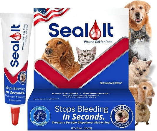 Seal It® Wound Gel for Pets | US-Made Dog Wound Care Gel to Stop Bleeding in Seconds & Seals Open Minor Wounds, Cuts & Scrapes from Canine Paw Wounds to Fencing Cuts | Safe for All Animals (15ml)