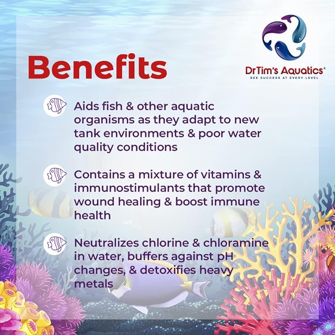 DrTim's Aquatics First Defense for Reef Aquariums – Stress Relief & Immune System Support with Vitamins Immunostimulants Fish Tanks - 32 oz.