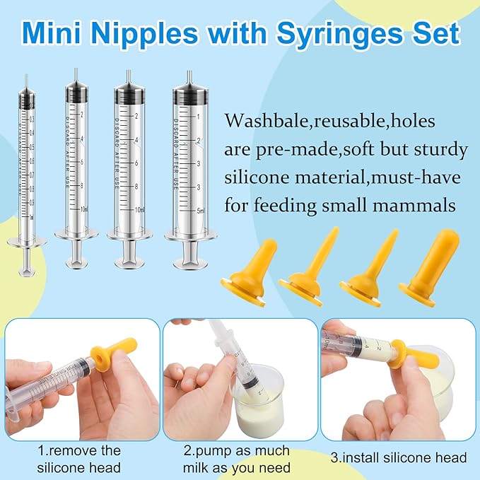 48 Pcs Puppy Kitten Whelping Kit Include 4 Puppy Feeding Tube, 6 Record Keeping Charts, 15 Puppy Whelping Collars, 15 Cord Clamps, 2 Gloves, Bulb Aspirator, Syringe, Bottle, Scissors, Stethoscope, Bag