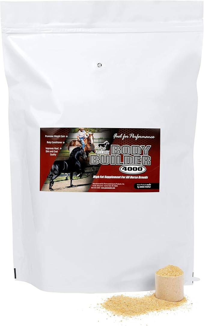 Body Builder 4000, Horse Weight Gain Supplement, High Fat and Energy Horse Weight Builder with Body Conditioning Horse Vitamins, Improves Hoof Quality - 25 LB Bag