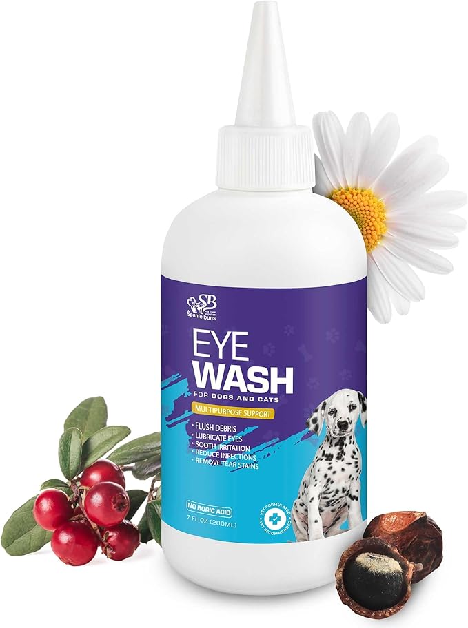 Dog Eye Drops 200ml,All Natural Ingredients Eye Wash for Dogs and Cats, Cleanses Tear Stains, Mucus, Improves Allergy Symptoms and Dry Eyes(2pack)