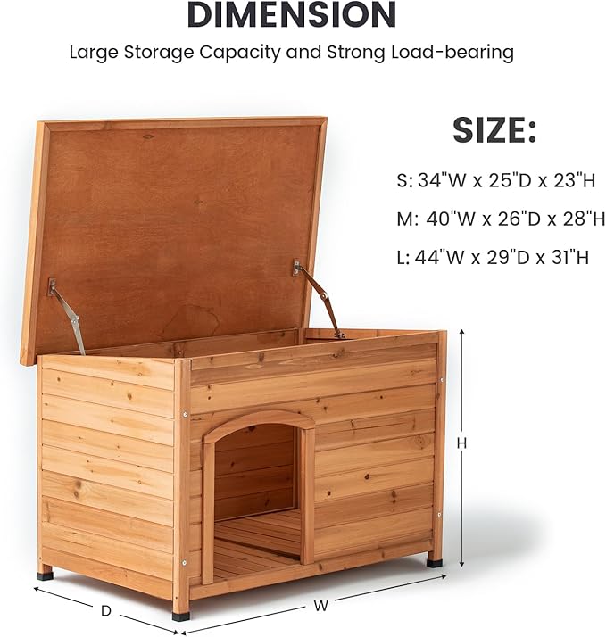 TAKUKA Outdoor Wooden Dog House for Small Medium Large Sized Dogs，Extra Waterproof Durable Dog Kennel with Wooden Floor for Garden Backyard Farm (newL)