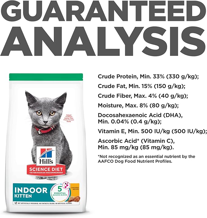 Hill's Science Diet Indoor, Kitten, Easy Litter Box Cleanup, Dry Cat Food, Chicken Recipe, 7 lb Bag