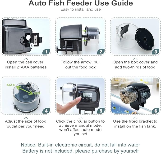 Lychee Aquarium Fish Feeder Vacation Aquarium Automatic Fish Food Dispenser Tank Feeder Timer Auto Feeders for Holiday Vacation Fish Dispenser (AF-2009)