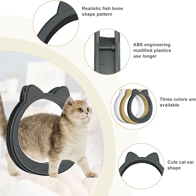 Large Cat Door Interior Door, No-Flap Cat Door for Interior Door, Pet Door for Cats, Easy DIY Setup, No Training, Up to 22 LBS, Easy to Install(Smoky Gray)