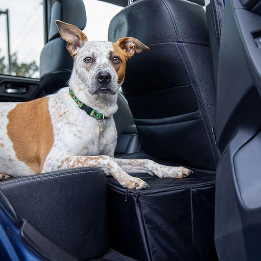 Dog Backseat Extender for Car | Sturdy, Safe, and Comfortable | Dog Car Seat Block | Pet Seat Extender for Car | Dog Travel Seat | Dog Platform | Customizable Storage Slots | Dog Carseat Booster