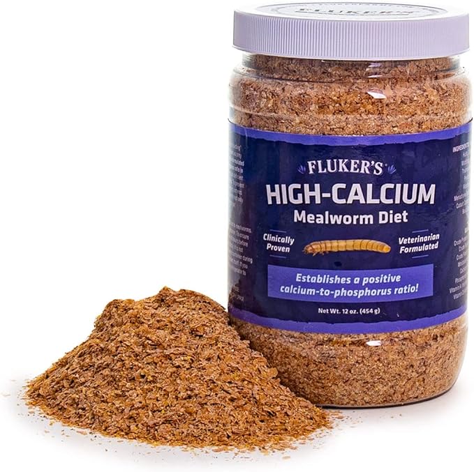 Fluker's High Calcium Mealworm Diet, Can Be Used as a Gut-Loading Food or Bedding, 12 oz