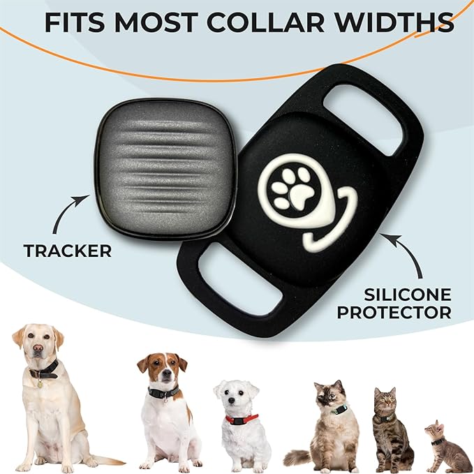 Dog Tracker Smart Pet Location Tracker with Collar Holder, Personalized Smart Item Finder, MFi Certificated Dog Tracking Device, No Monthly Fee, Works with Find My (iOS Only)