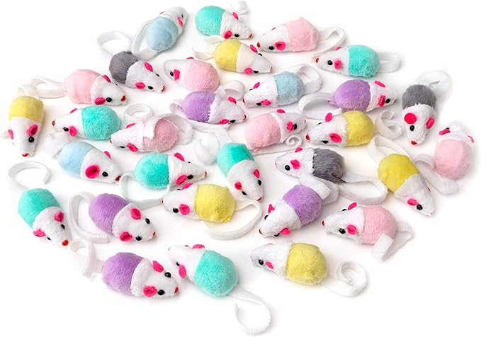 CHIWAVA 36 Pack 1.8 Inch Small Interactive Cat Toys Mice with Catnip Rattle Sound Mouse for Indoor Cats Kitten Play