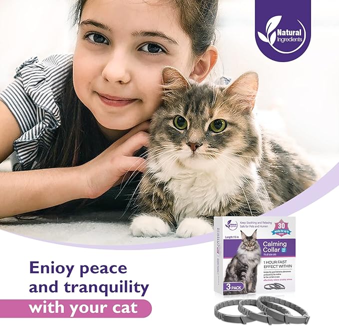 3 Pack Calming Collar for Cats and Kittens Pheromone Collar Efficient Relieve Reduce Anxiety Stress Pheromones Calm Relaxing Comfortable Breakaway Collars Adjustable for Small, Medium Large Cat