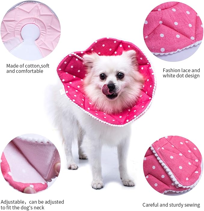 Adjustable Dog Cat Cone,Soft Recovery Cat Cone Collar,Dog Protective Collar for Cats,Puppy and Small Dogs,Pink