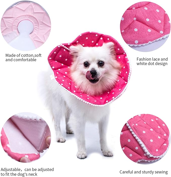 Adjustable Dog Cat Cone,Soft Recovery Cat Cone Collar,Dog Protective Collar for Cats and Puppy Surgery,Pink,Small