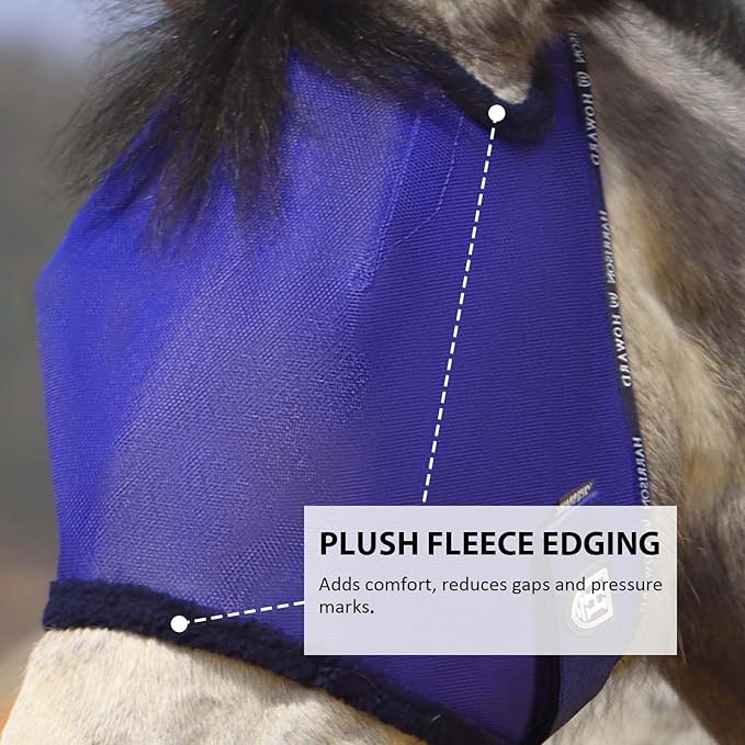 Harrison Howard All Round Mesh Horse Fly Mask UV Protective with Fleece Padded Edging Deep Navy M