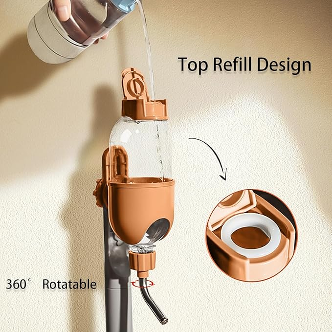 Pet Water Bottle for Cage Crate 26oz Water Dispenser for Small Animal Rabbit Guinea Pig Chinchilla Ferret Squirrel Hedgehog (Orange)