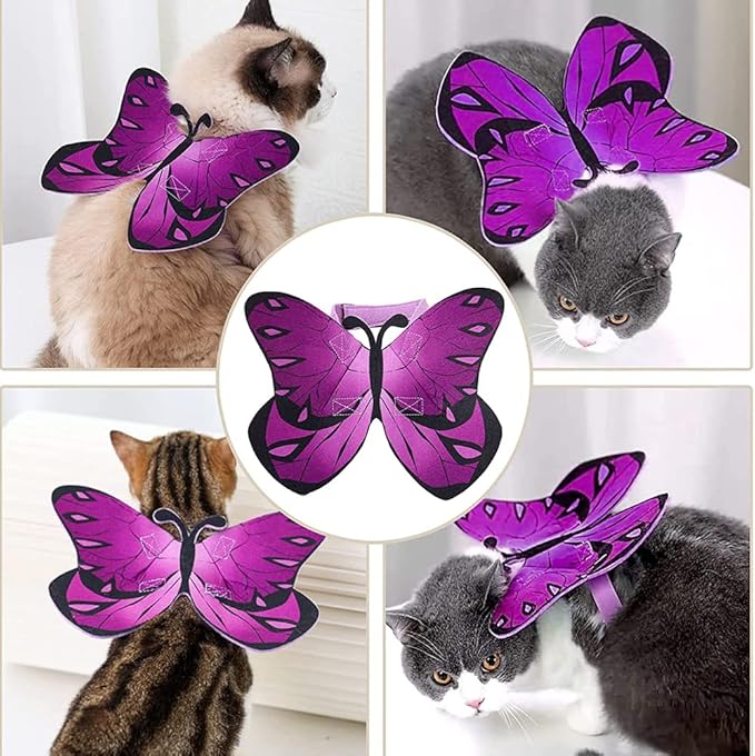 Pet Cat Bat Wings for Halloween Party Decoration, Puppy Collar Leads Cosplay Bat Costume,Cute Puppy Cat Dress Up Accessories