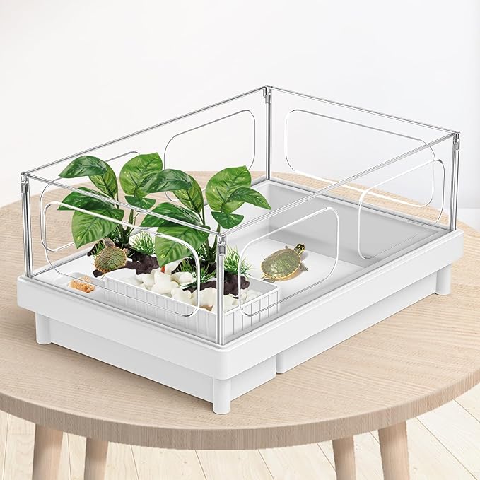 Reptile Artificial Plants, Terrarium Plants Decorations Supplies, Aquarium Fish Tank Plant, Amphibian Habitat Hideout Tank Accessories (M Set-2pcs/F)