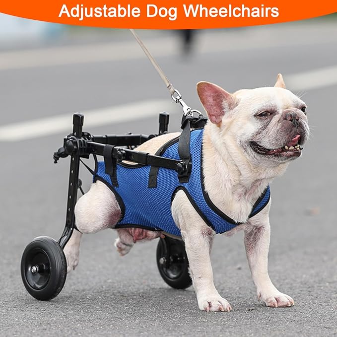 Dog Wheelchair for Back Legs, Adjustable Dog Wheelchairs with 2 Wheelsfor 12.1-22 LBS Breeds, Dog Wheelchair Cart for Hip Support, Mobility Aids for Small Pets Hind Limbs (Middle)