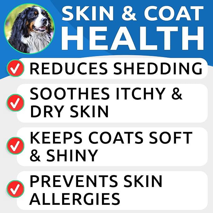 Omega 3 for Dogs and Cats - 180 Fish Oil Treats for Dog Shedding, Skin Allergy, Itch Relief, Hot Spots Treatment - Joint Health - Skin and Coat Supplement - EPA & DHA Fatty Acids - Salmon Oil - Bacon