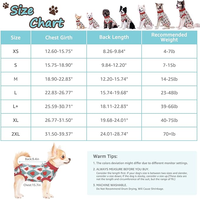 Recovery Suit for Dogs, Dog Recovery Suit Male Female Post Spay, Neuter, Abdominal Surgery Recovery Suit with an Inner Layer Pocket, Prevent Licking Soft Breathable Cotton, Red, XS