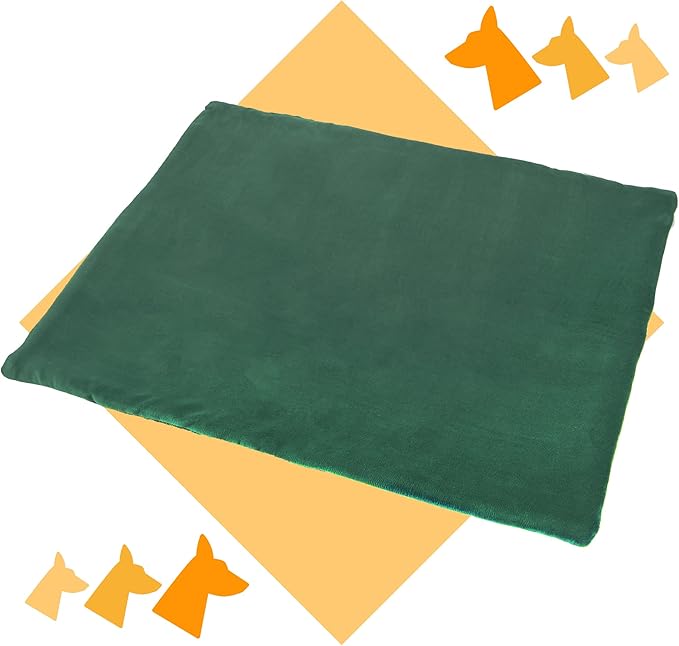 Dog Mat - 27.5 x 39.3 in Fluffy Padded Dog Blanket w/Insulation - Non Slip Kennel Mats for Sleeping - Machine Washable Bed for Dogs - Green