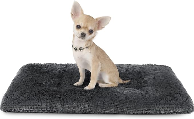 Dog Crate Pad Ultra Soft Dog Bed Mat Washable Pet Kennel Bed with Non-Slip Bottom Fluffy Plush Sleeping Mat for Large Medium Small Dogs, 23 x 17 Inch