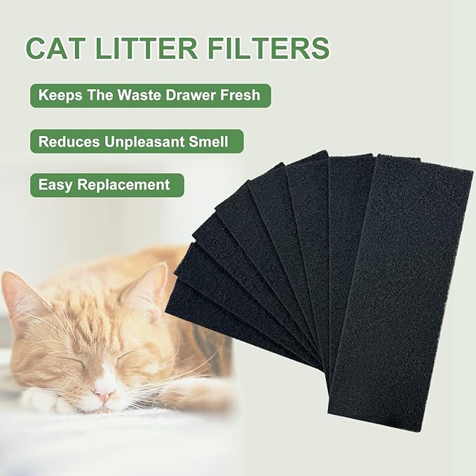 Carbon Filters Compatible for Litter Robot 3 Accessories Activated Charcoal Replacement Filters Work for Cat Robot Litter Box LR3 Keep Home Fresh 8-Pack (Black)…