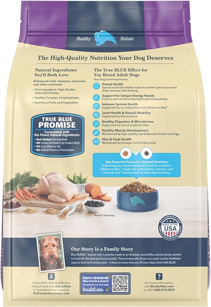 Blue Buffalo Life Protection Formula Natural Adult Toy Breed Dry Dog Food, Chicken and Brown Rice 4-lb (Pack of 2)