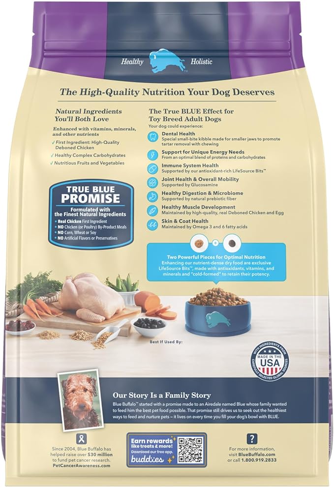 Blue Buffalo Life Protection Formula Natural Adult Toy Breed Dry Dog Food, Chicken and Brown Rice 4-lb