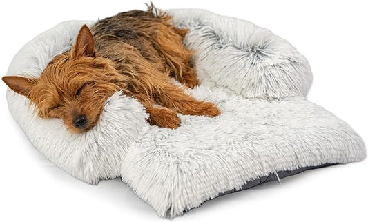 Best Friends by Sheri Nap Mat Dog Bed with Bolster - Washable Dog Bed Crate Pad with Removable Cover, Frost, Small, 22" x 18"