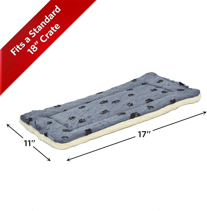 MidWest Homes for Pets Reversible Paw Print Pet Bed in Blue / White, Dog Bed Measures 17L x 11W x 1.5H for 'Tiny' Dog Breed, Machine Wash