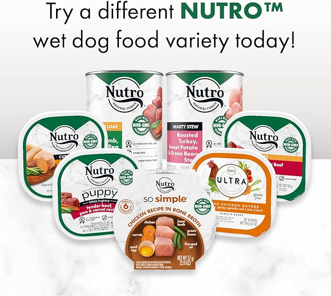 Nutro So Simple Meal Complement Adult Wet Dog Food Chicken & Duck Recipe in Bone Broth, 2 oz. Tubs, Pack of 10