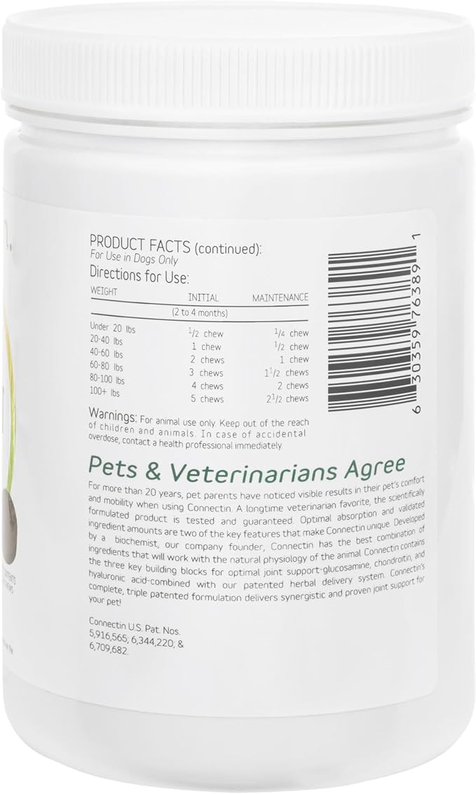 InClover Connectin Hip and Joint Supplement for Dogs. Combines Glucosamine, Chondroitin and Hyaluronic Acid with Herbs for Comfort and Mobility