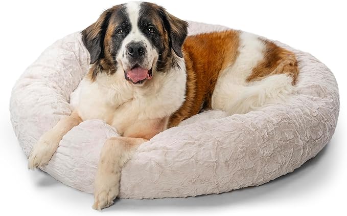 Best Friends by Sheri The Original Calming Donut Cat and Dog Bed in Lux Fur Oyster, Extra Large 45"