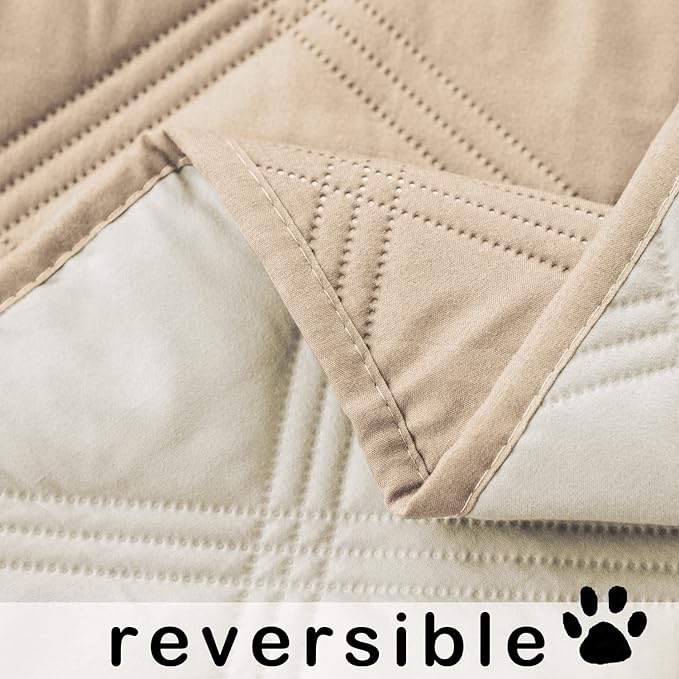 Waterproof & Reversible Dog Bed Cover Sofa, Couch Cover Furniture Protector for Pets, (Beige+cream, 52x82 Inch)