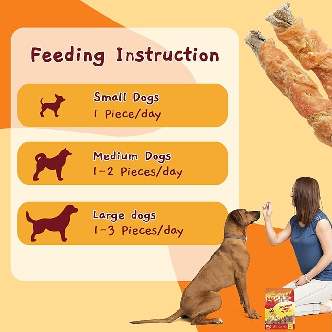 Jungle Calling Dog Treats, High Protein Dog Chewy Treats Healthy Teeth and Coat, Chicken Wrapped Cod Skin Sticks, Rawhide Free Cod Fish Skin Treats for Dogs, 10.6 oz